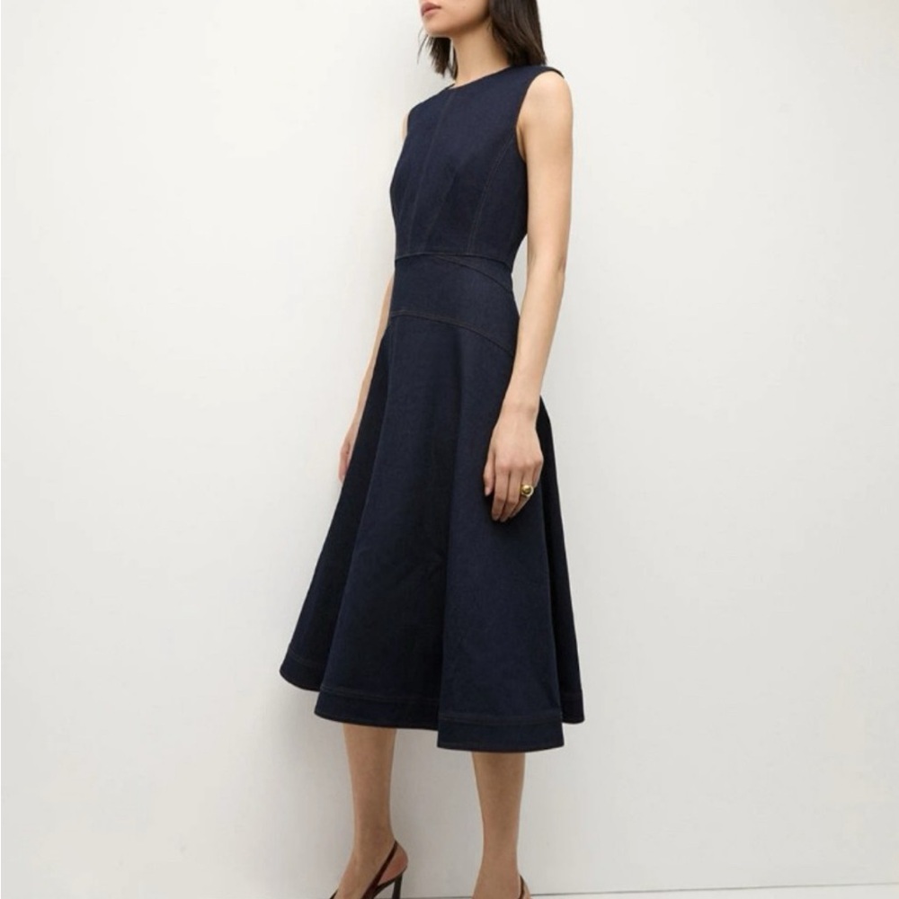 Veronica Beard Karrigan paneled denim midi dress, size 6, NWOT, MSRP $687 - Picture 3 of 12